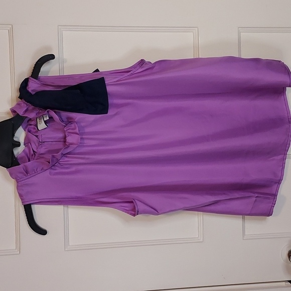 J Crew Collection Silk Twill Top Purple Navy - Picture 1 of 15